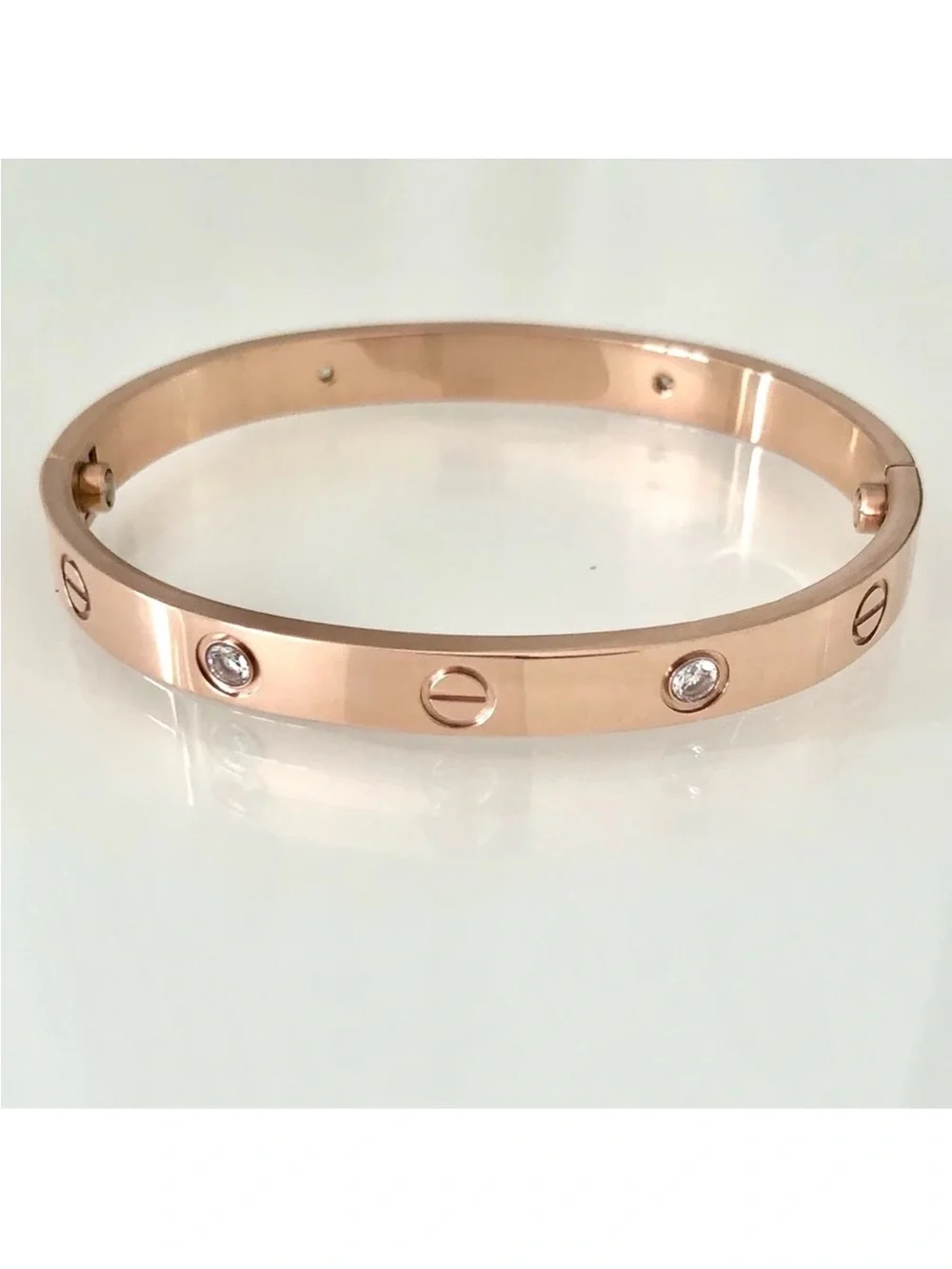 Generic Screw Bracelet with Screwdriver in Rose Gold with 4 Stones